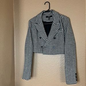 Forever 21 black and white checkered gingham cropped blazer
